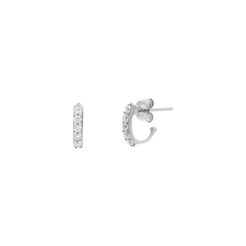Sterling Silver and CZ Demi Huggie Hoops