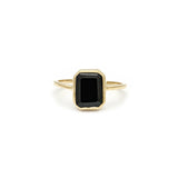 Leah Alexandra gold black onyx emerald cut ring