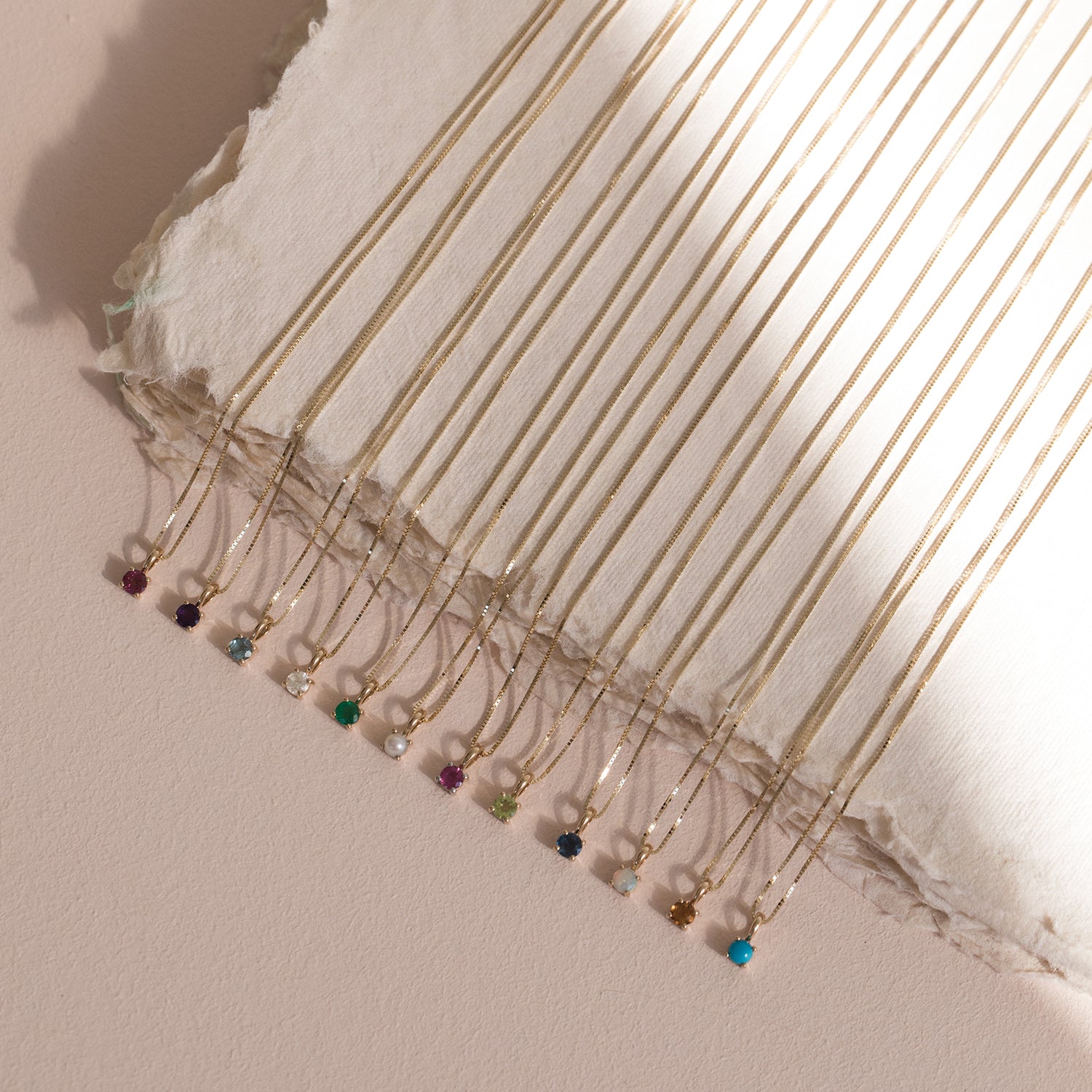 Leah Alexandra gemstone 14k gold birthstone necklaces