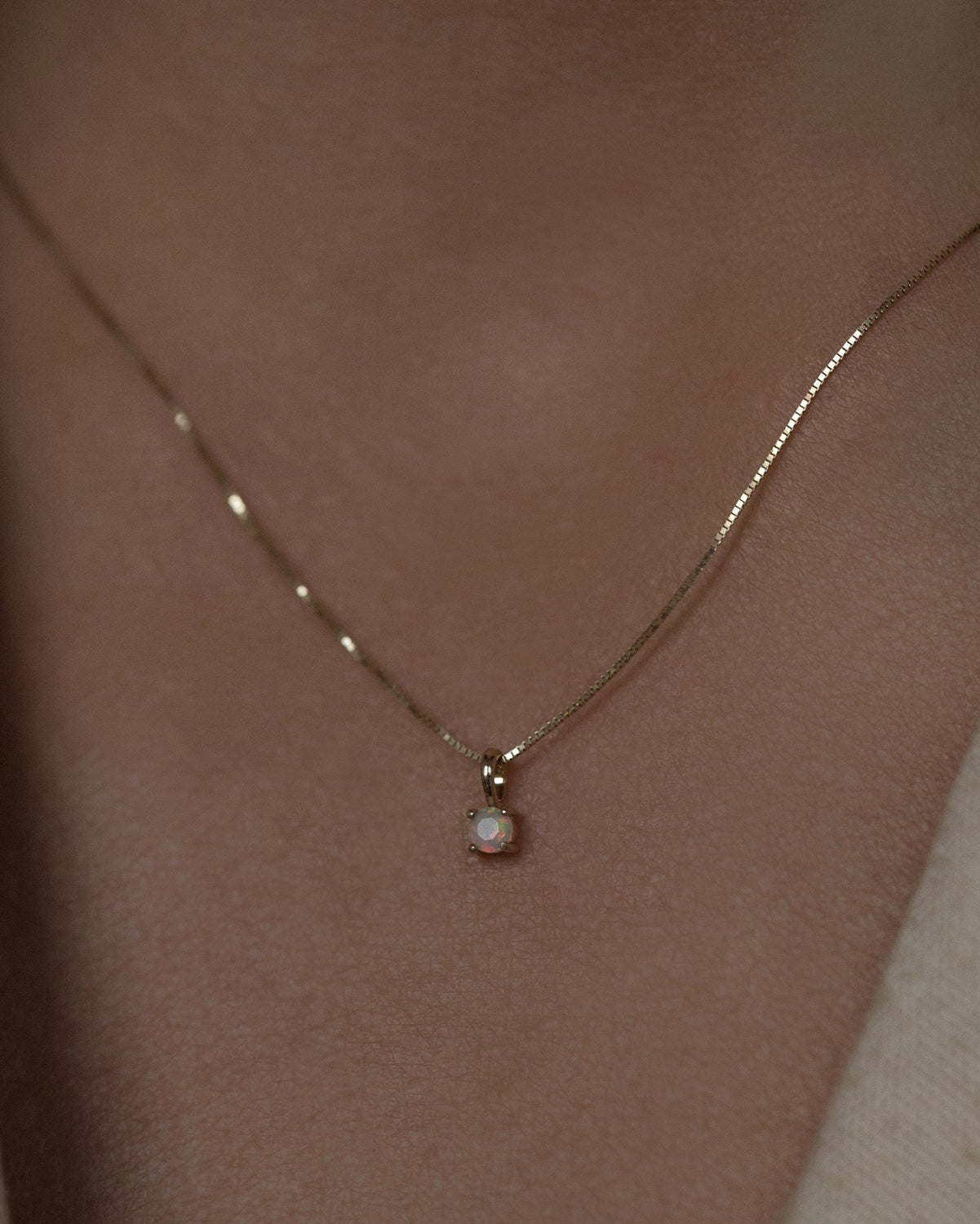 Leah Alexandra opal october birth stone 14k gold necklace