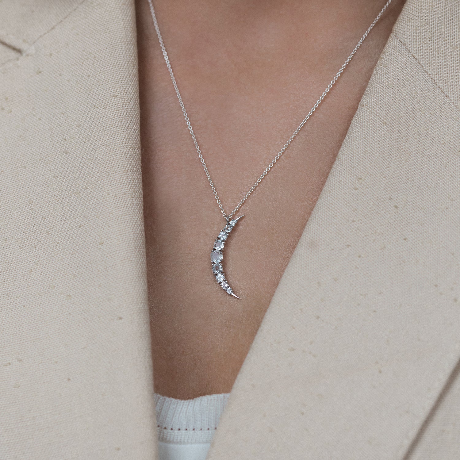 leah alexandra sterling silver white topaz lunar necklace