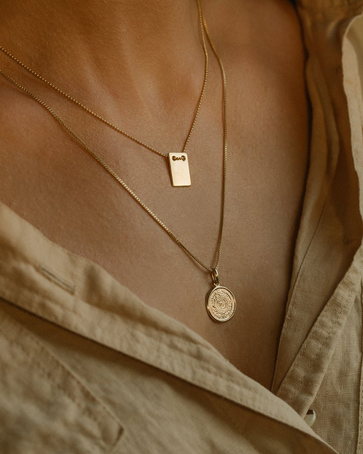 Leah Alexandra gold mayan calendar pendant necklace