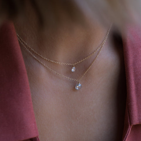 Fine 14K Diamond Rosecut Necklace 
