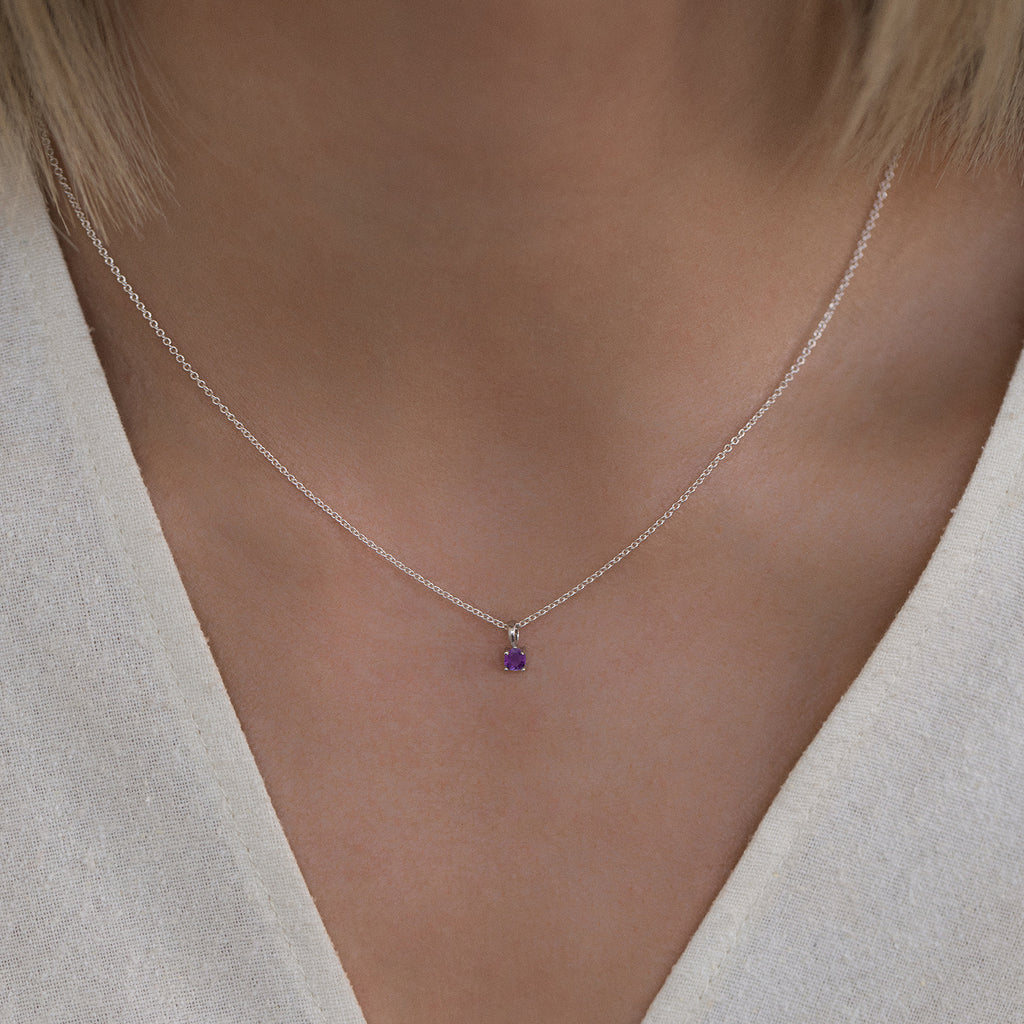 Purple Amethyst Necklace, February Birthstone Necklace - Urban Carats