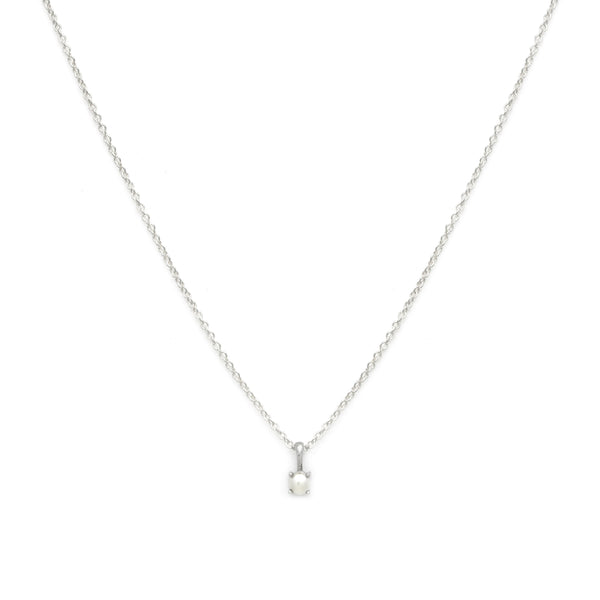 Birthstone Necklace | Silver & Pearl