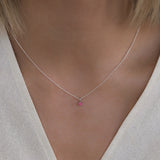 Birthstone Necklace | Silver & Ruby