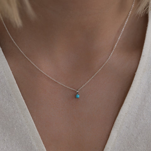 Birthstone Necklace | Silver & Turquoise