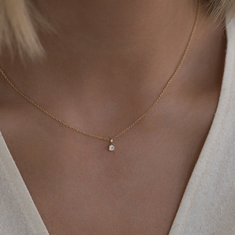 Birthstone Necklace | Gold & White Topaz