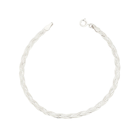Braided Herringbone Bracelet | Silver