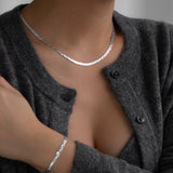 Braided Herringbone Necklace | Silver