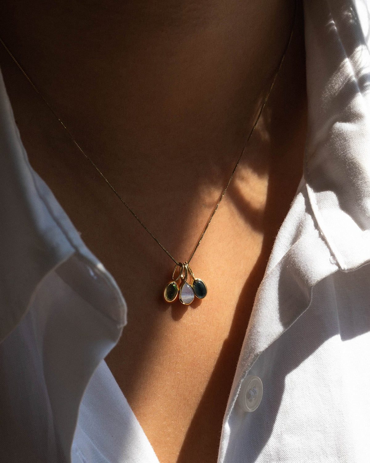 Chalcedony Small Teardrop Gem Charm