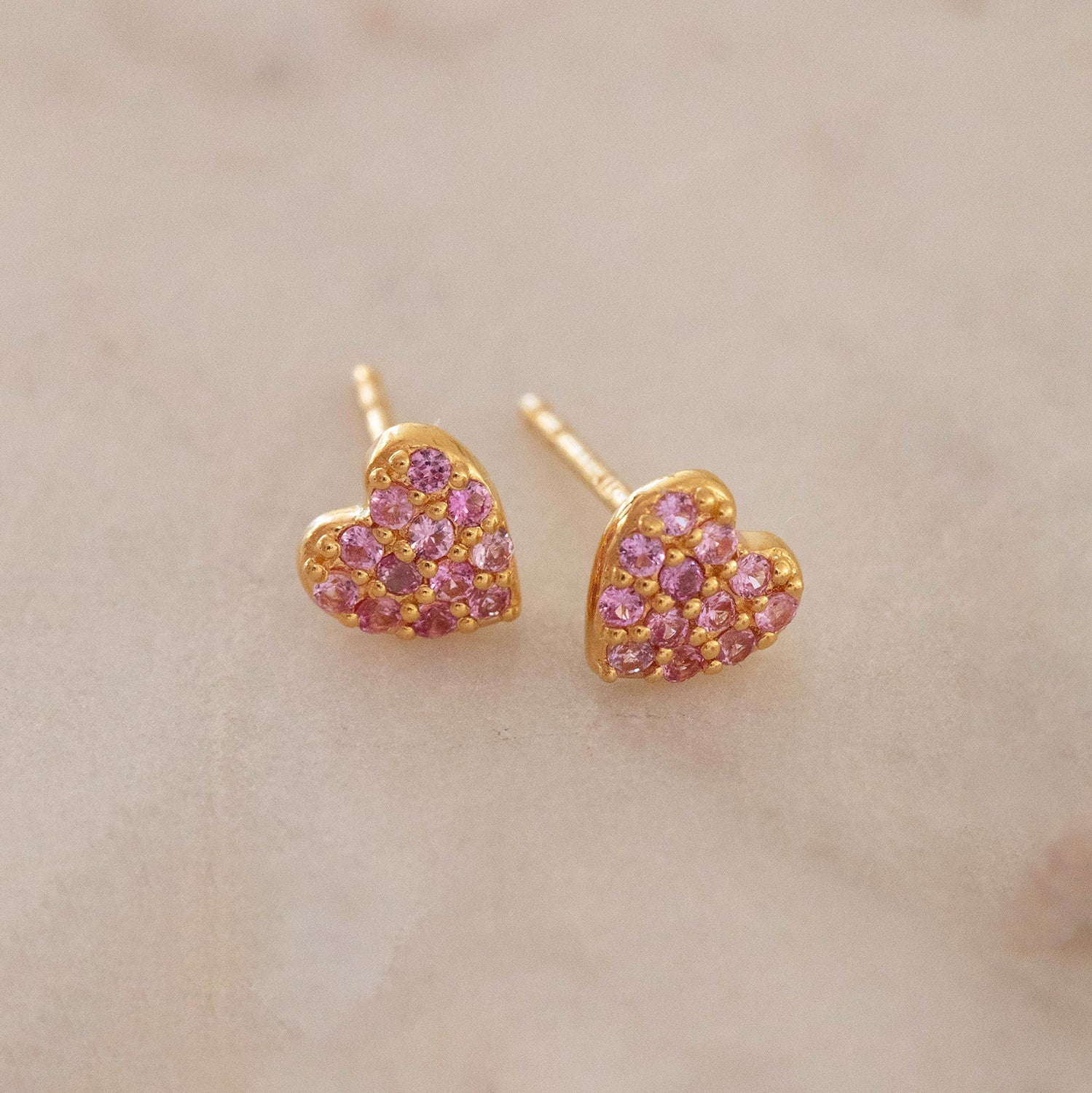 Heart Pave Pink Sapphire Studs