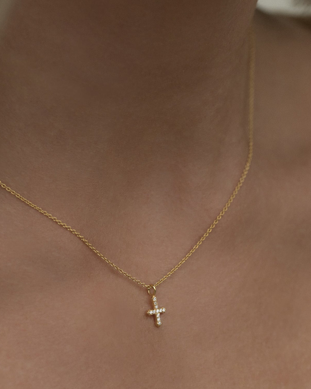 Leah alexandra dainty cross necklace gold