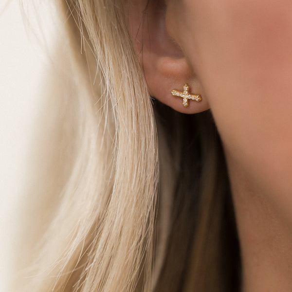 Leah Alexandra small cross studs earrings