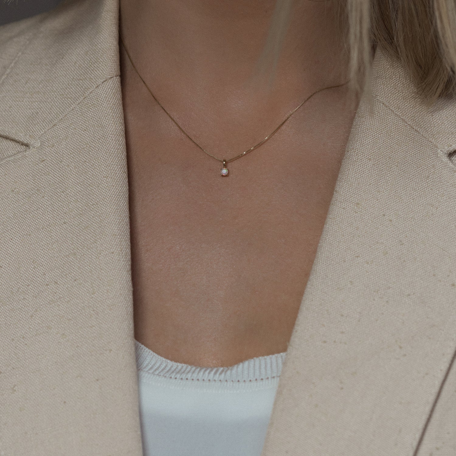 Leah Alexandra opal october birth stone 14k gold necklace