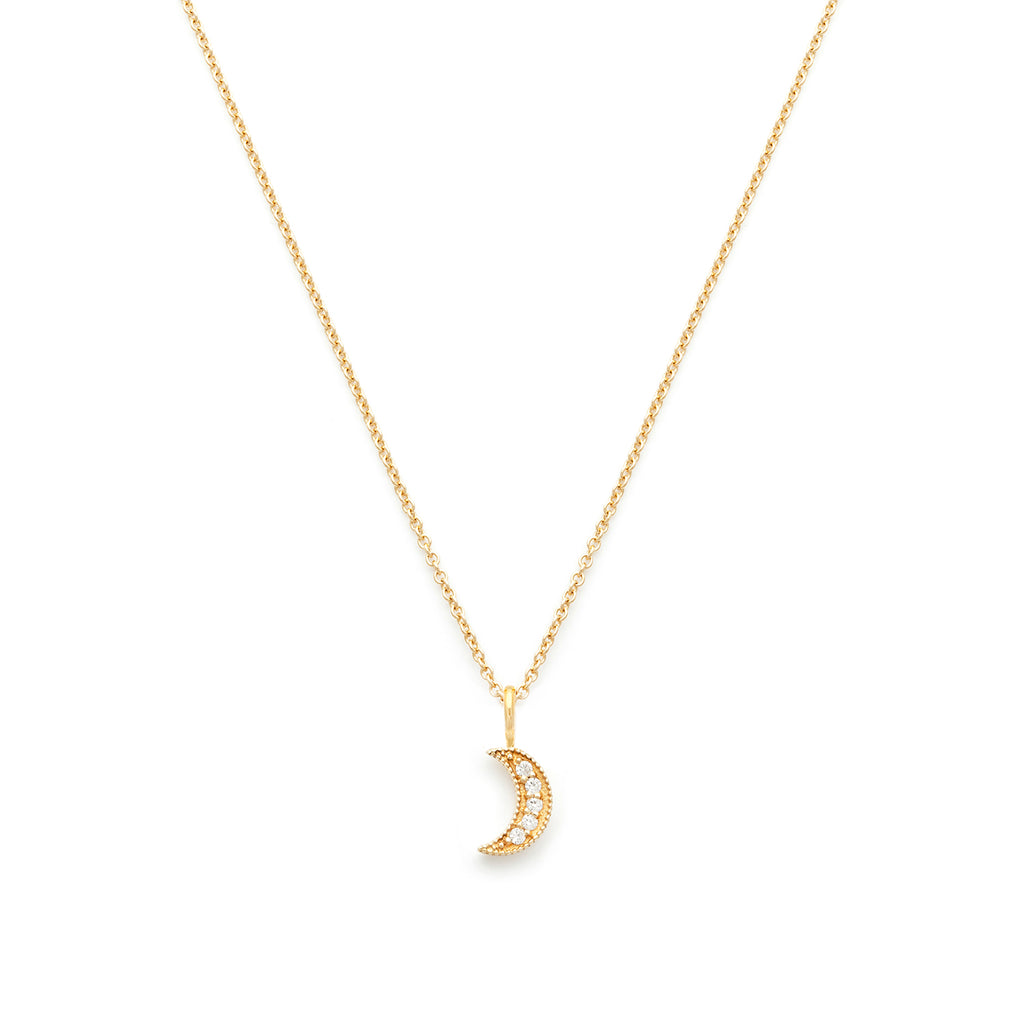 Gold & Diamond Crescent Moon Pendant – Diamonds On The Key