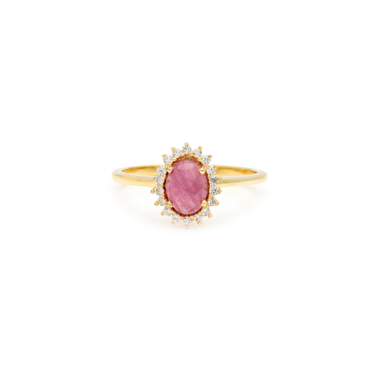 Pink sapphire ring yellow on sale gold