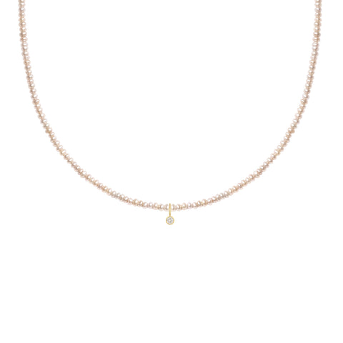 Minori Necklace | 14K Gold, Pearl & Diamond