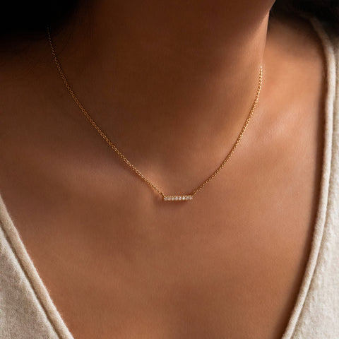 Pave Bar Necklace | Gold