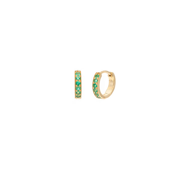 Pave Huggies | 10mm Emerald