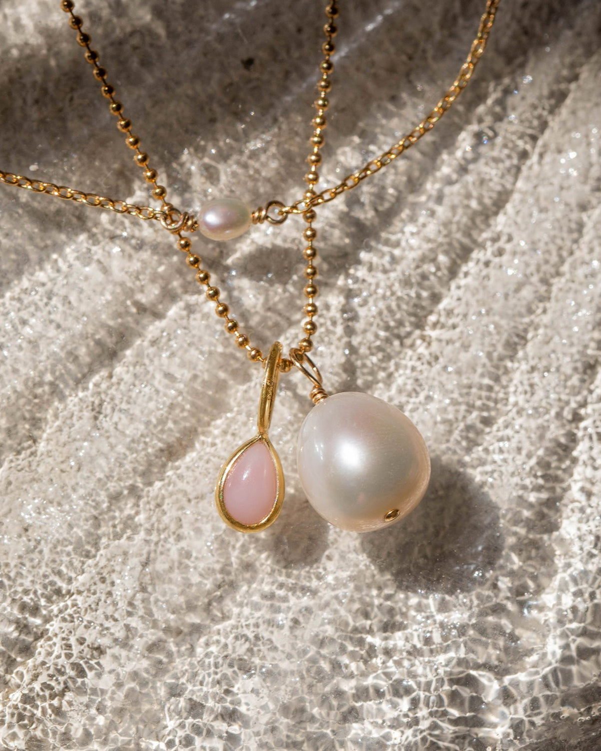 Pink Opal Small Teardrop Gem Charm